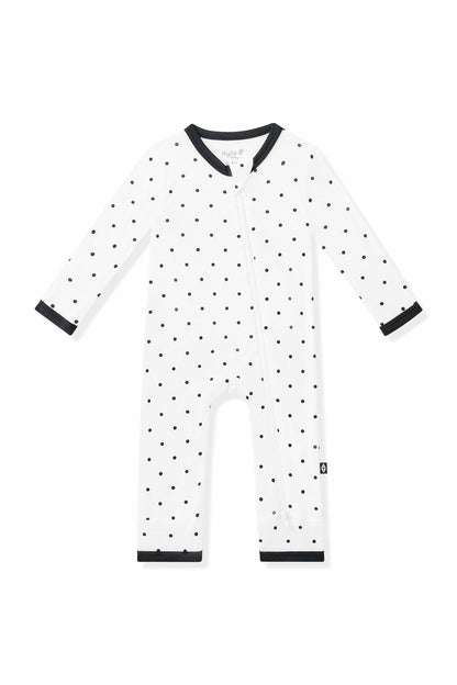 Zippered Romper in Midnight Polka Dot | Kyte Baby