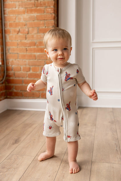 Zipper Shortall Romper in Spider-Man | Kyte Baby