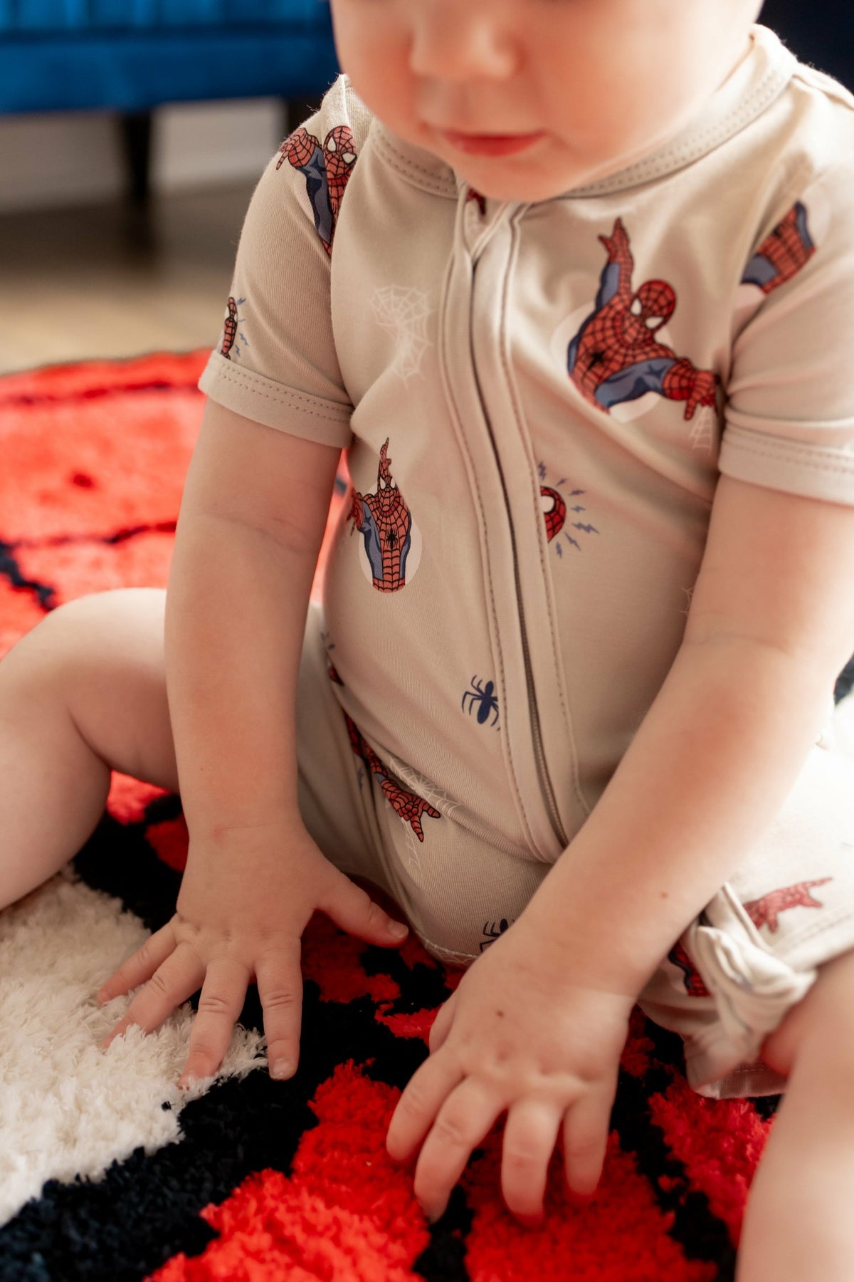 Zipper Shortall Romper in Spider-Man | Kyte Baby