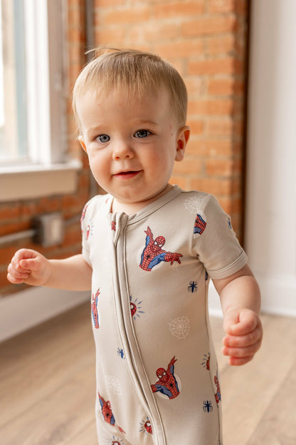 Zipper Shortall Romper in Spider-Man | Kyte Baby