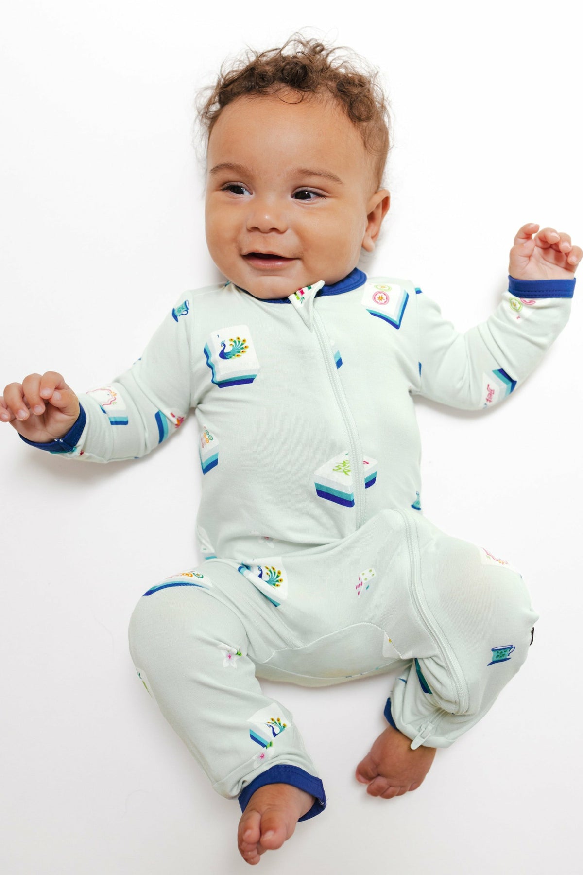 Zippered Romper in Dew Mahjong | Kyte Baby