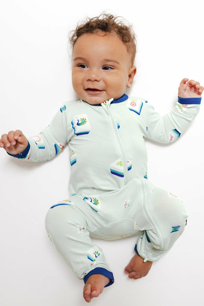 Zippered Romper in Dew Mahjong | Kyte Baby
