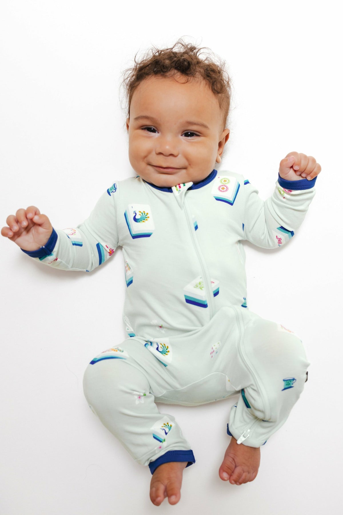 Zippered Romper in Dew Mahjong | Kyte Baby