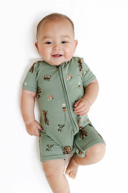 Zipper Shortall Romper in Groot | Kyte Baby