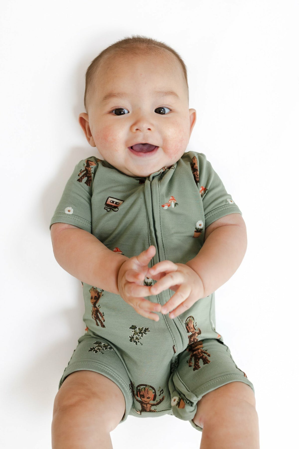 Zipper Shortall Romper in Groot | Kyte Baby