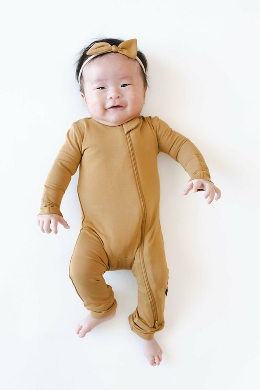 Zippered Romper in Ochre | Kyte Baby