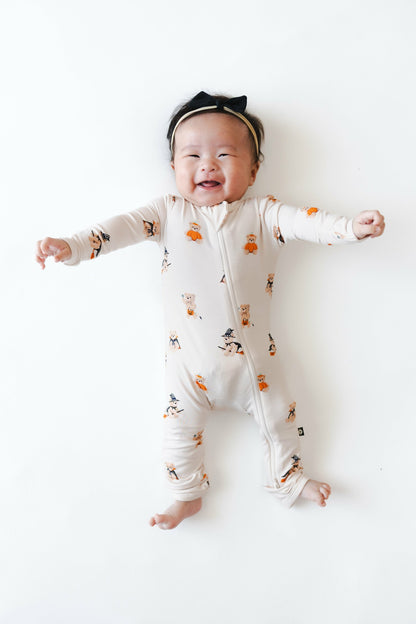 Zippered Romper in Halloween Teddy | Kyte Baby