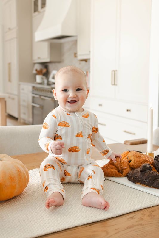 Zippered Romper in Croissant | Kyte Baby