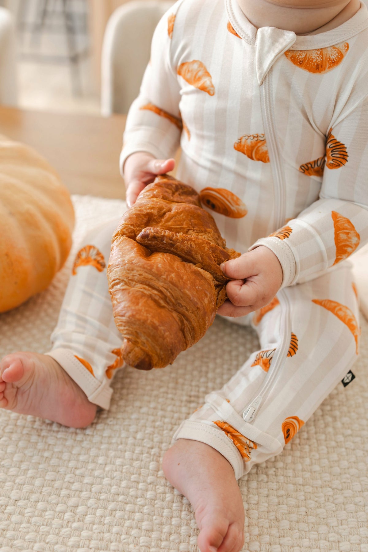 Zippered Romper in Croissant | Kyte Baby