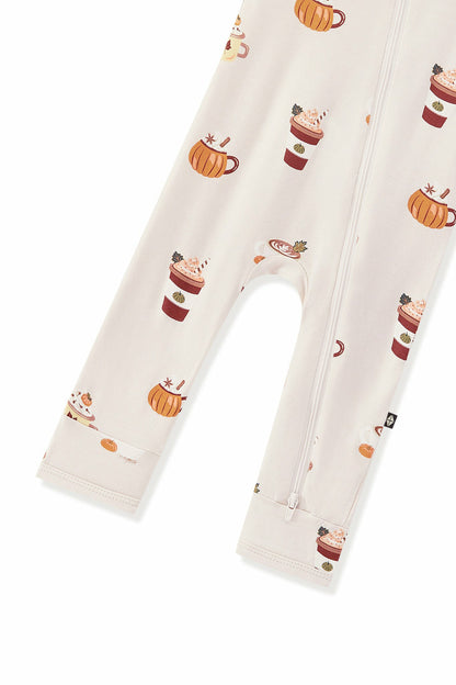 Zippered Romper in Pumpkin Spice Latte | Kyte Baby