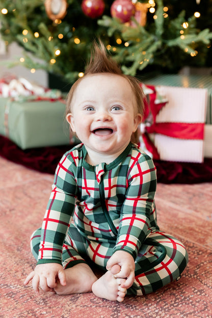 Zippered Romper in Holiday Plaid | Kyte Baby