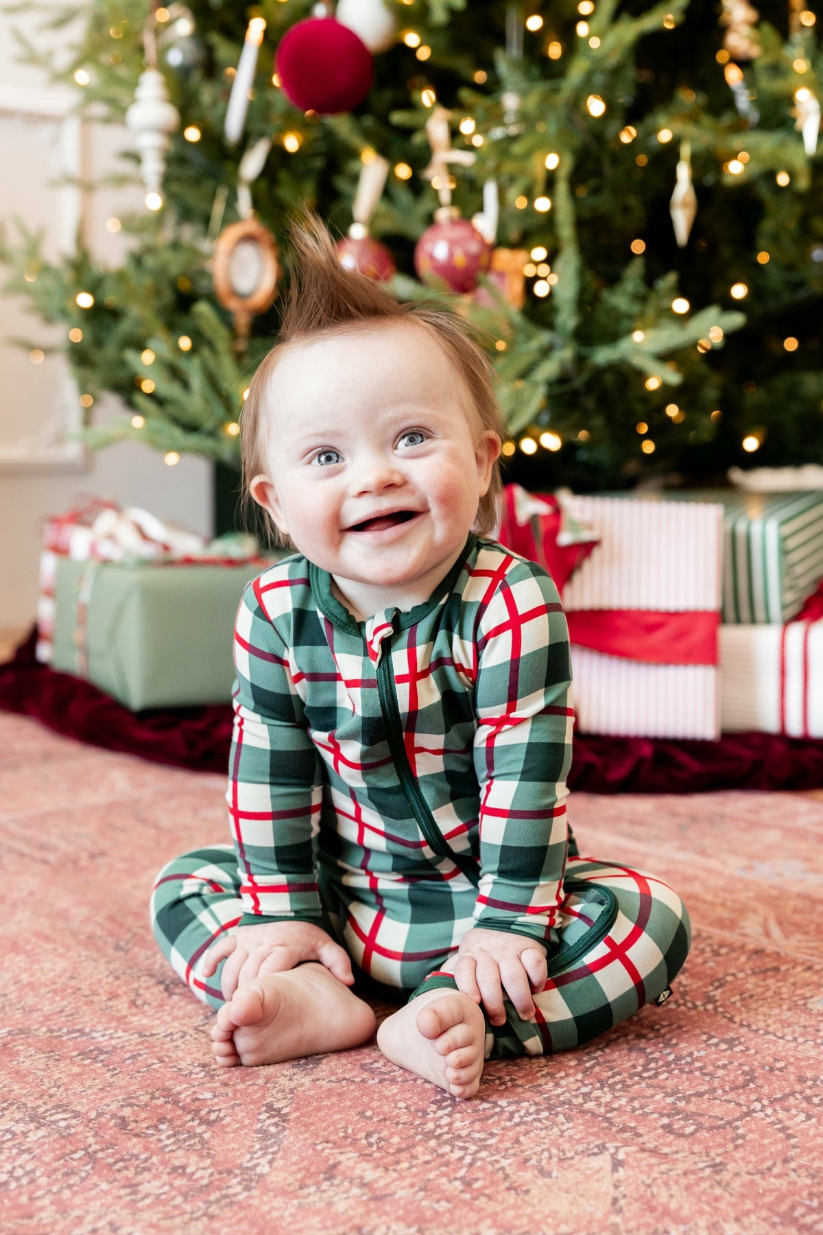 Zippered Romper in Holiday Plaid | Kyte Baby