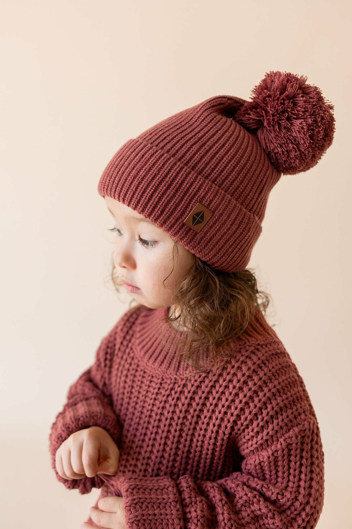 Chunky Knit Pom Beanie in Ember | Kyte Baby