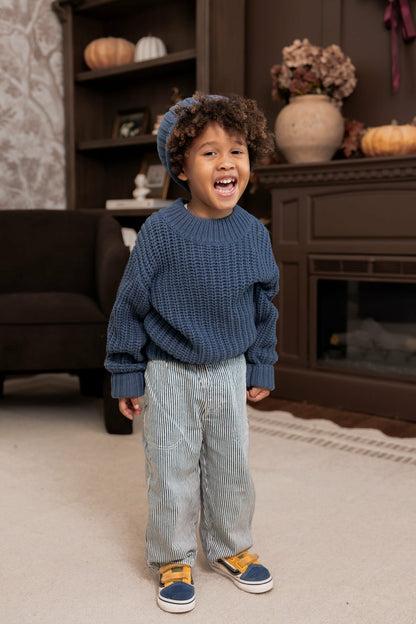 Chunky Knit Ribbed Beanie in Oxford | Kyte Baby