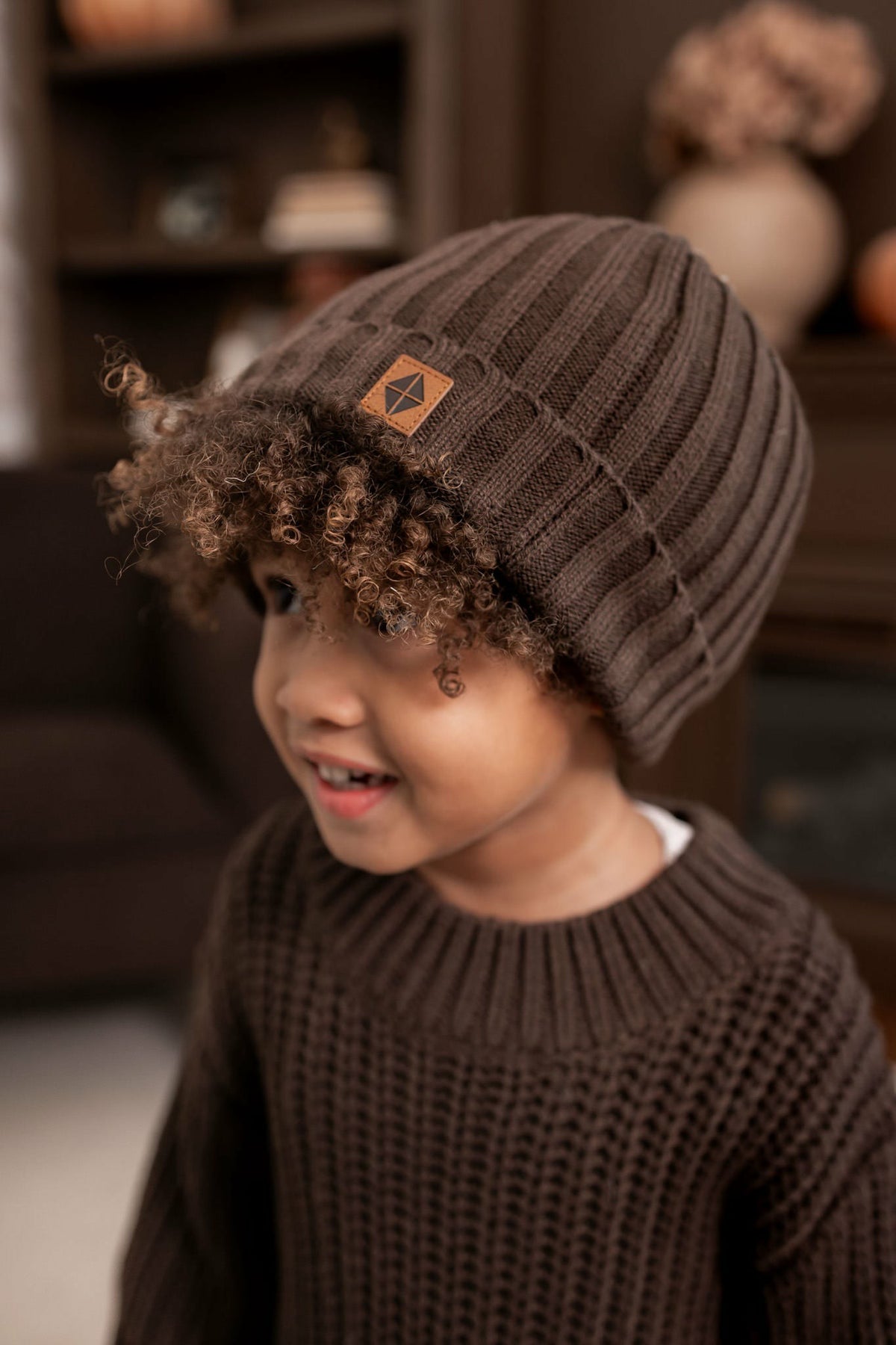 Chunky Knit Ribbed Beanie in Espresso | Kyte Baby