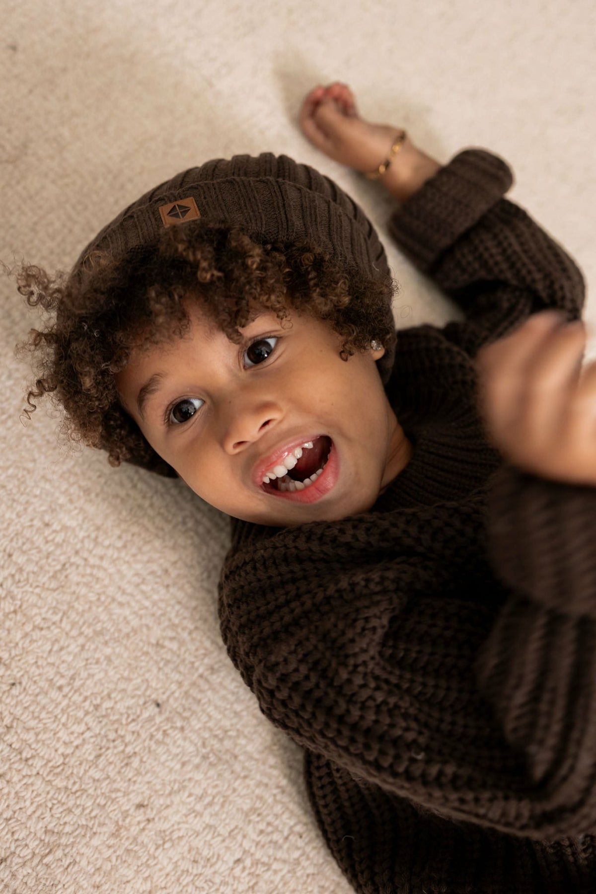 Chunky Knit Ribbed Beanie in Espresso | Kyte Baby
