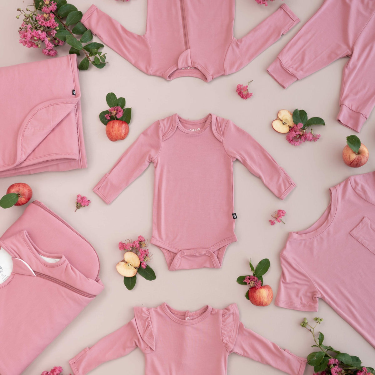 Long Sleeve Bodysuit in Apple Blossom | Kyte Baby