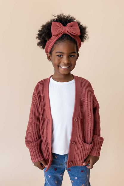 Chunky Knit Oversized Cardigan in Ember | Kyte Baby