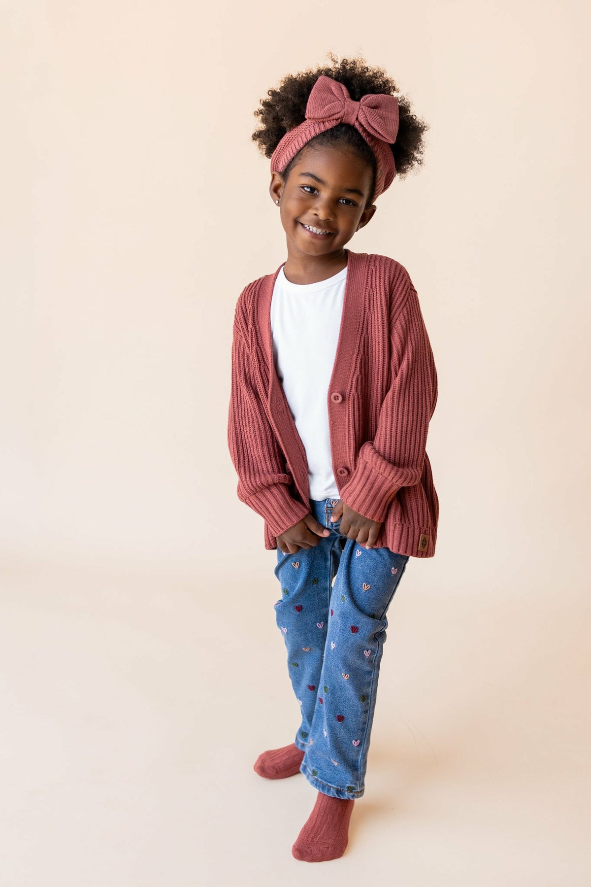 Chunky Knit Oversized Cardigan in Ember | Kyte Baby