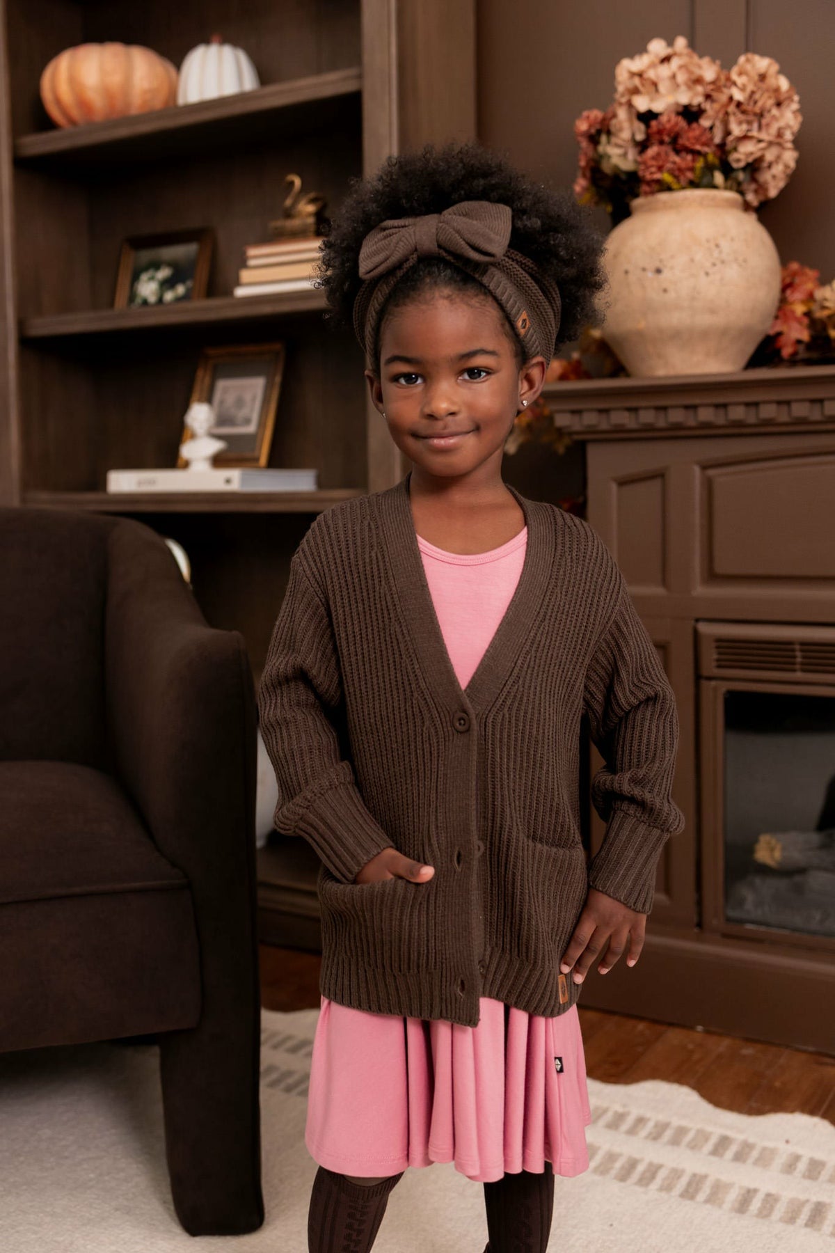 Chunky Knit Oversized Cardigan in Espresso | Kyte Baby