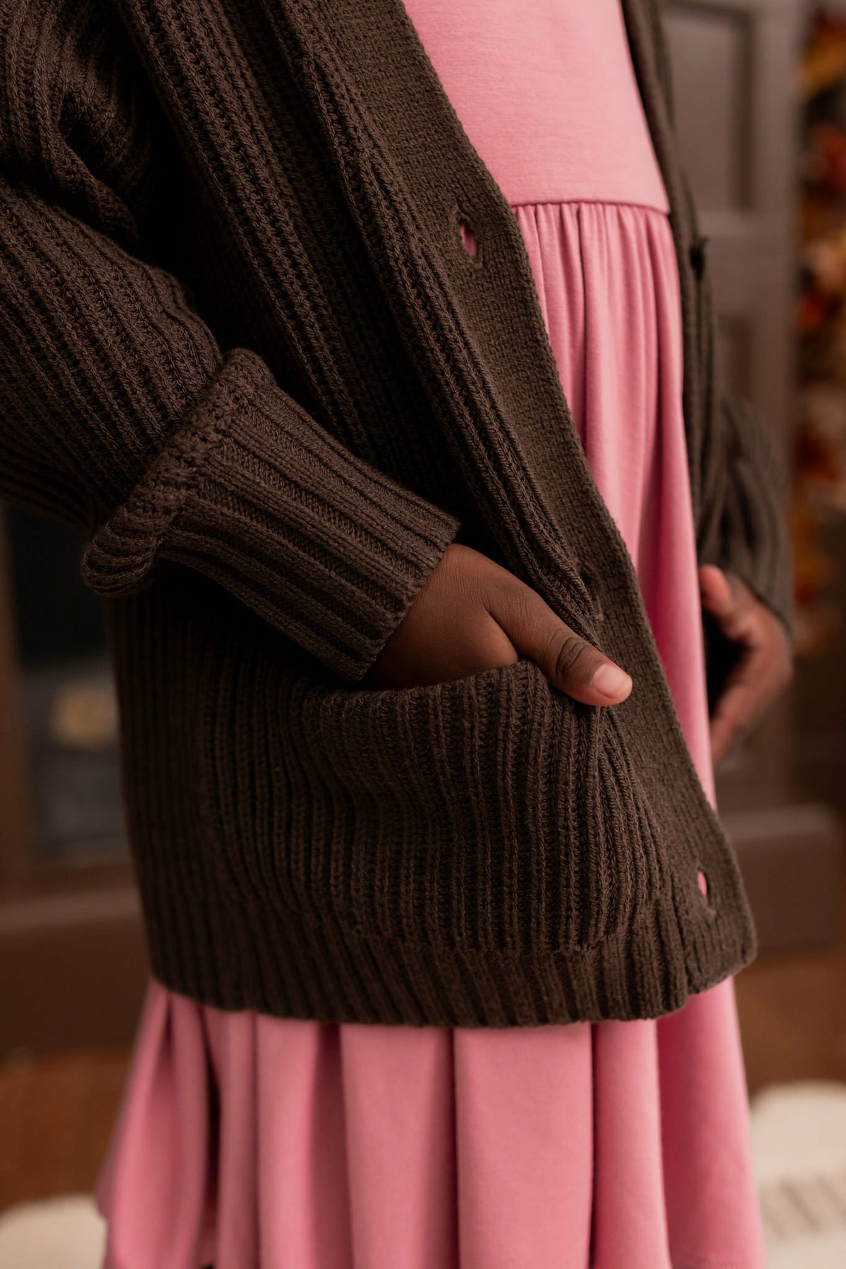 Chunky Knit Oversized Cardigan in Espresso | Kyte Baby