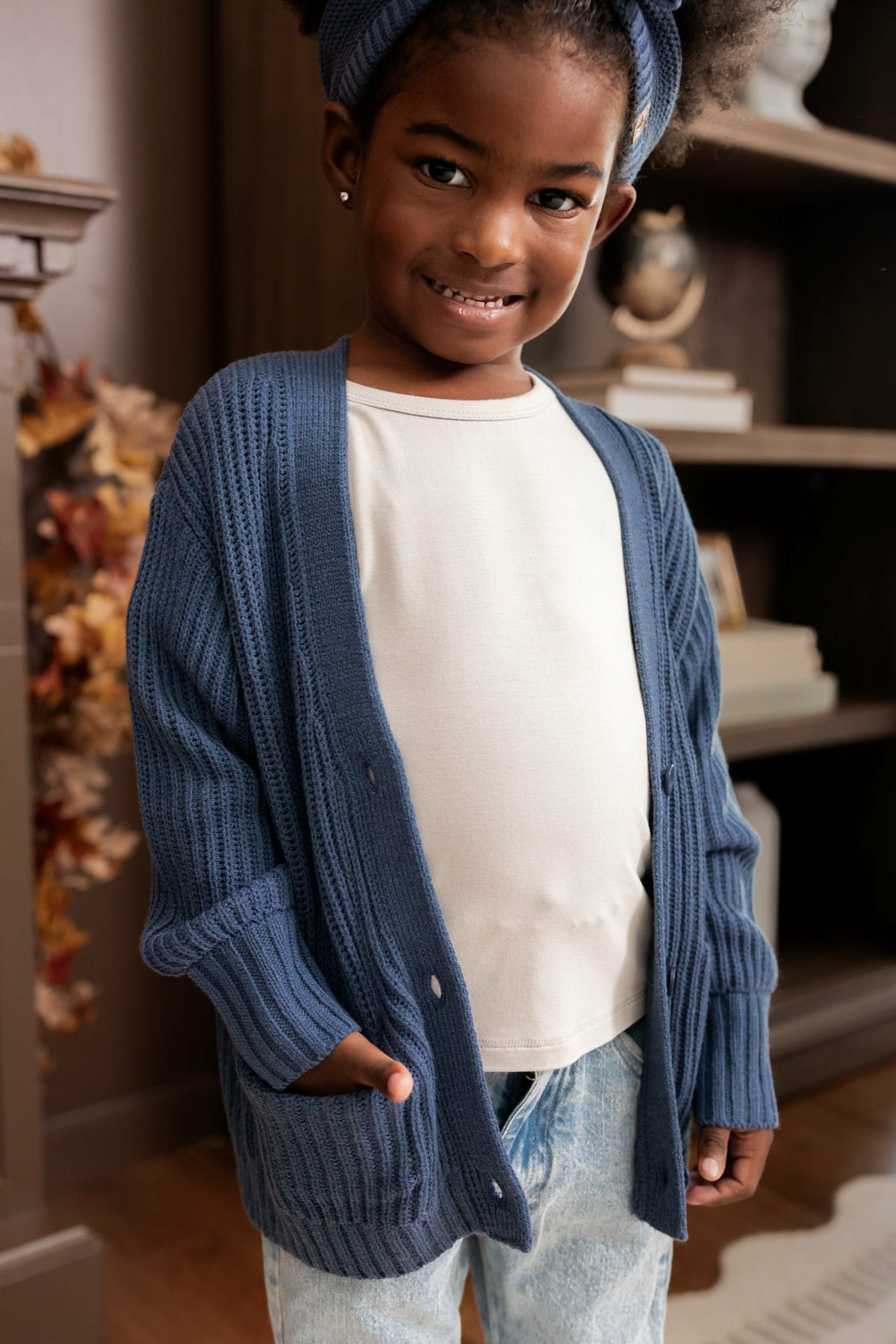 Chunky Knit Oversized Cardigan in Oxford | Kyte Baby