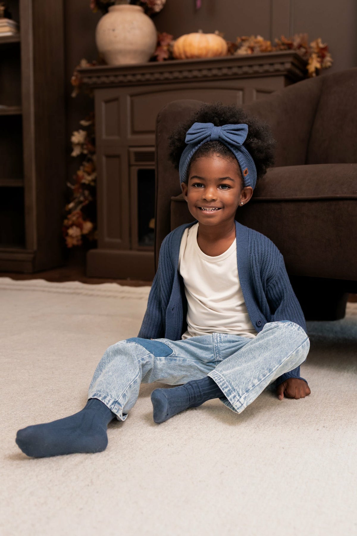 Chunky Knit Oversized Cardigan in Oxford | Kyte Baby