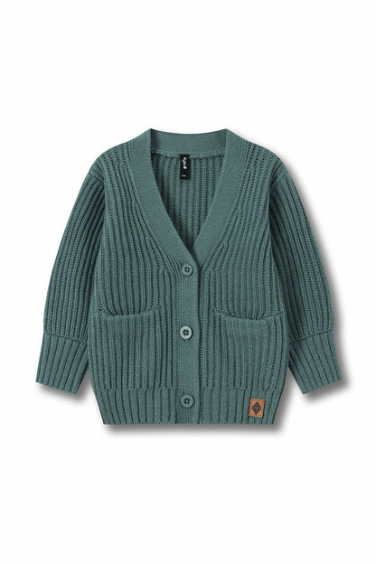 Chunky Knit Oversized Cardigan in Pine | Kyte Baby