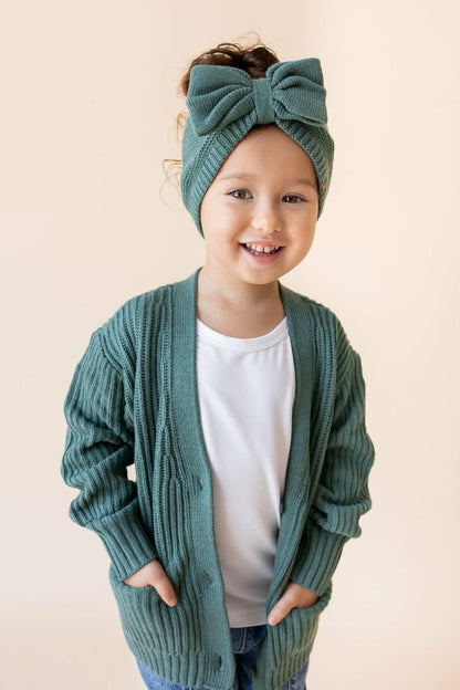 Chunky Knit Oversized Cardigan in Pine | Kyte Baby