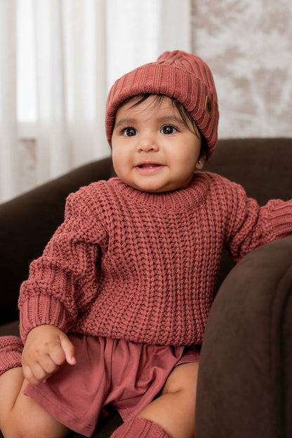 Chunky Knit Sweater in Ember | Kyte Baby