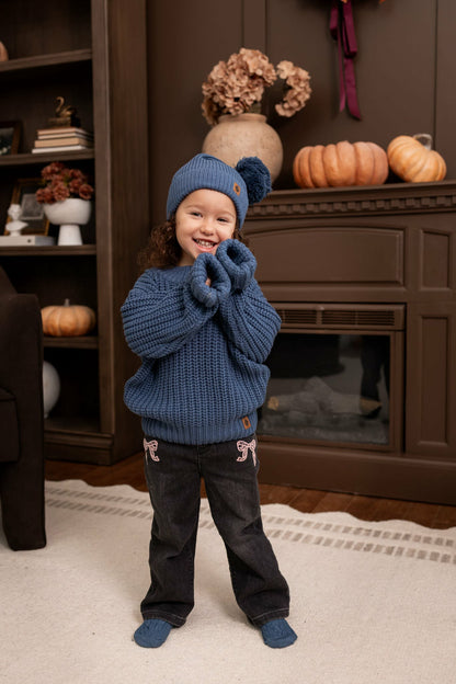 Chunky Knit Sweater in Oxford | Kyte Baby