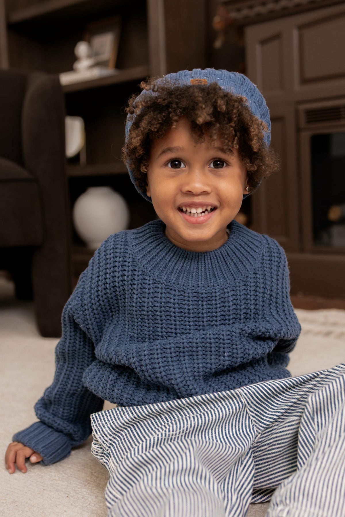 Chunky Knit Sweater in Oxford | Kyte Baby