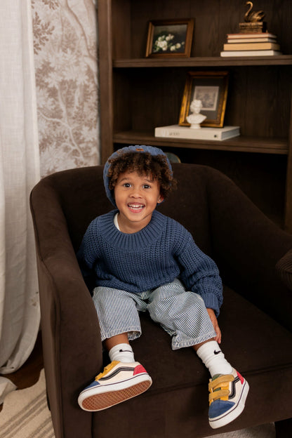 Chunky Knit Sweater in Oxford | Kyte Baby