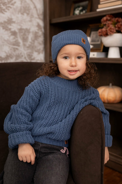 Chunky Knit Sweater in Oxford | Kyte Baby