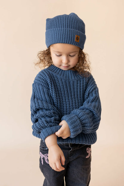 Chunky Knit Sweater in Oxford | Kyte Baby