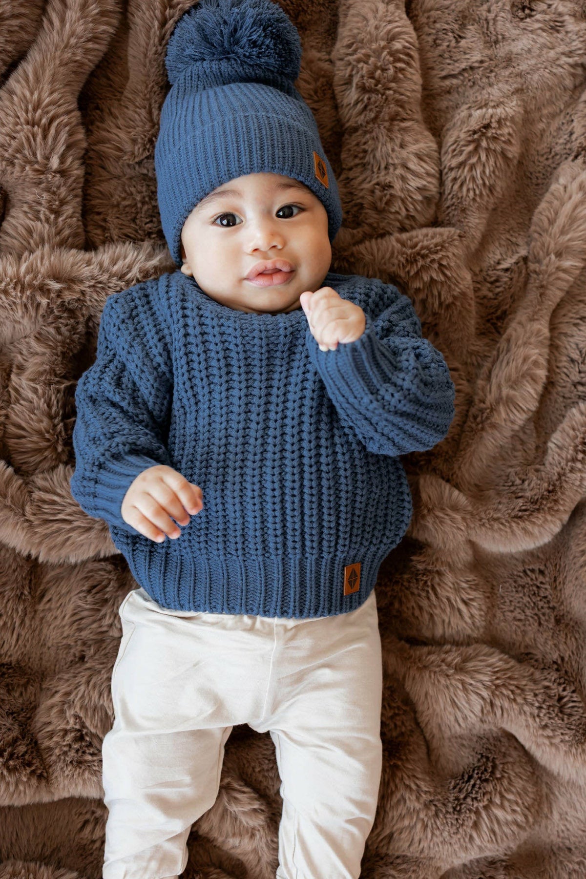 Chunky Knit Sweater in Oxford | Kyte Baby