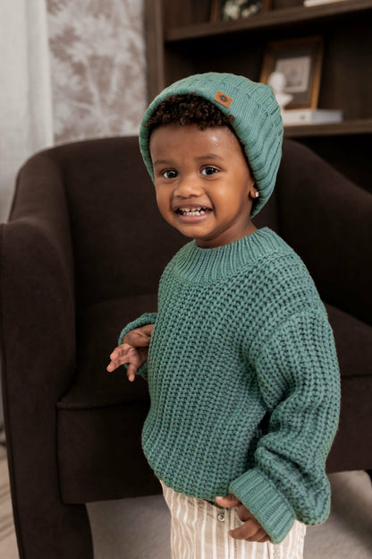 Chunky Knit Sweater in Pine | Kyte Baby