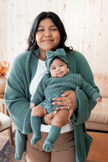 Chunky Knit Sweater in Pine | Kyte Baby