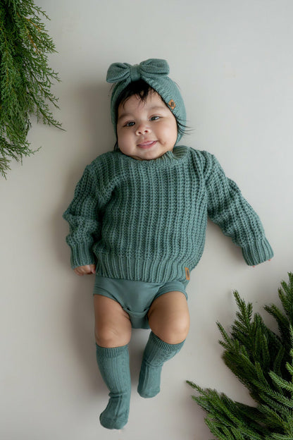 Chunky Knit Sweater in Pine | Kyte Baby