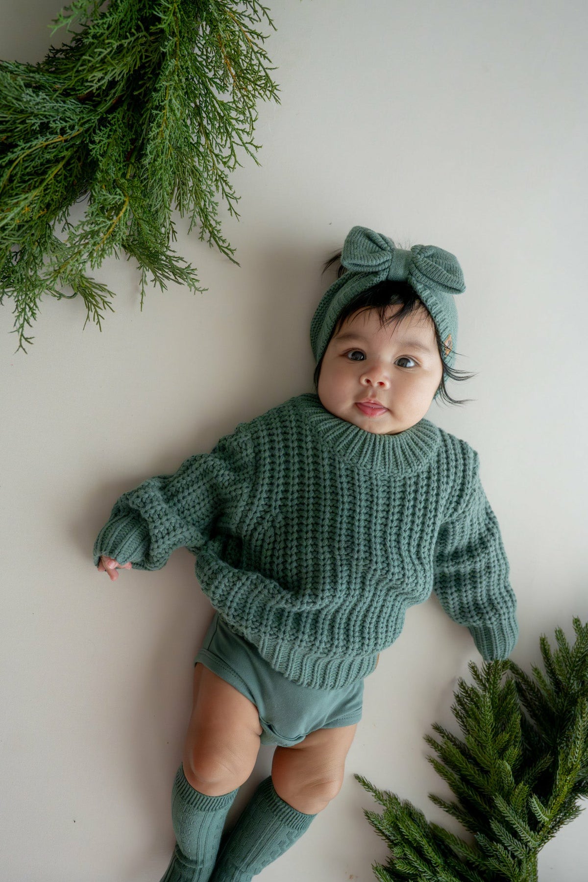 Chunky Knit Sweater in Pine | Kyte Baby