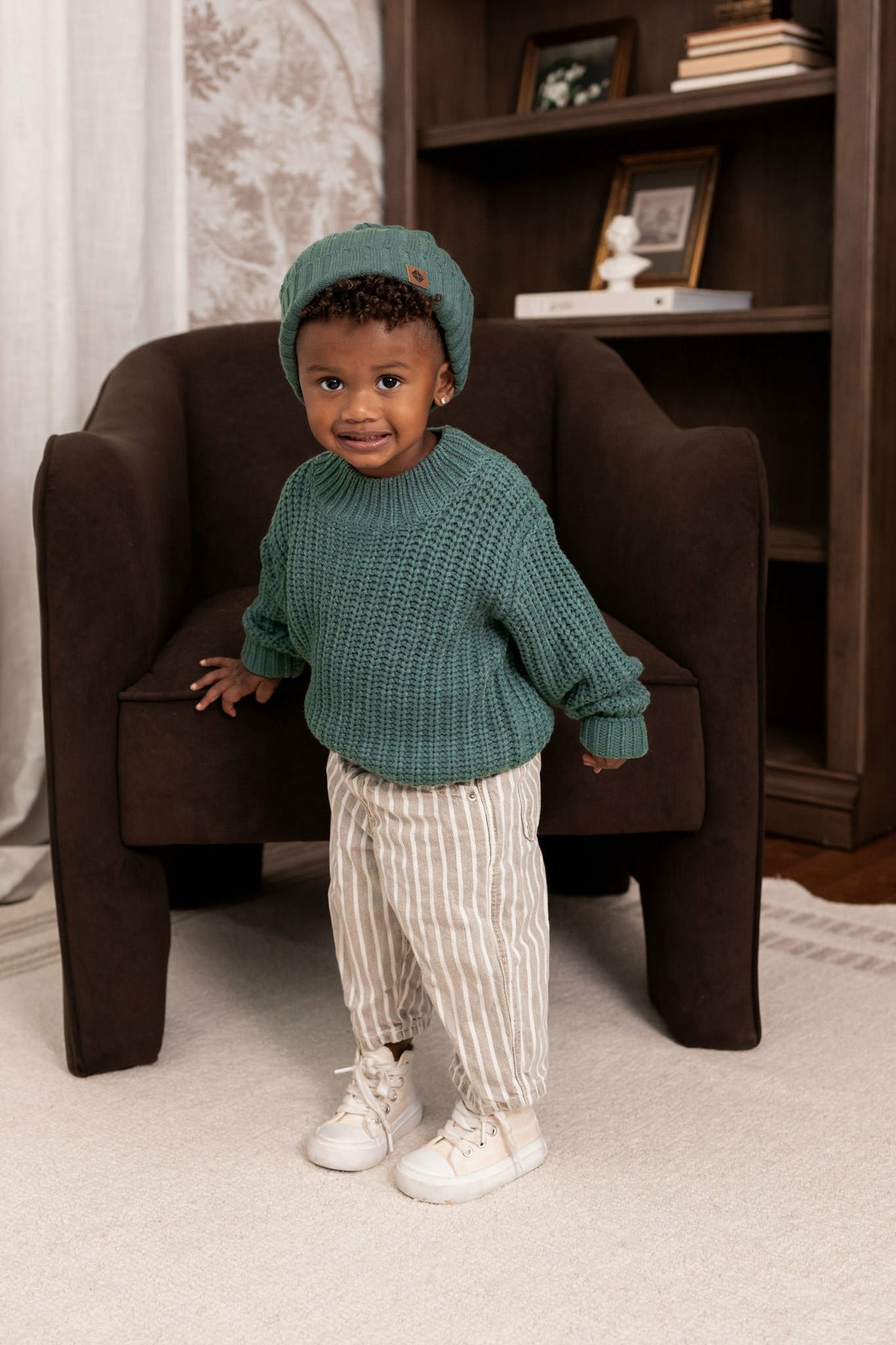 Chunky Knit Sweater in Pine | Kyte Baby