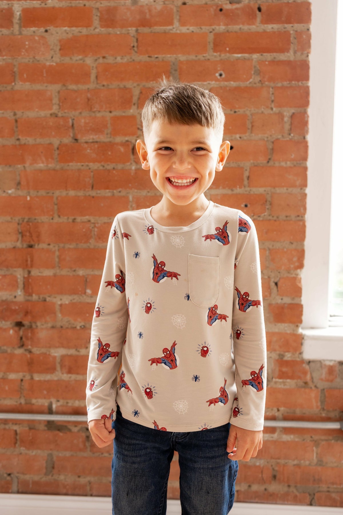 Long Sleeve Toddler Crew Neck Tee in Spider-Man | Kyte Baby