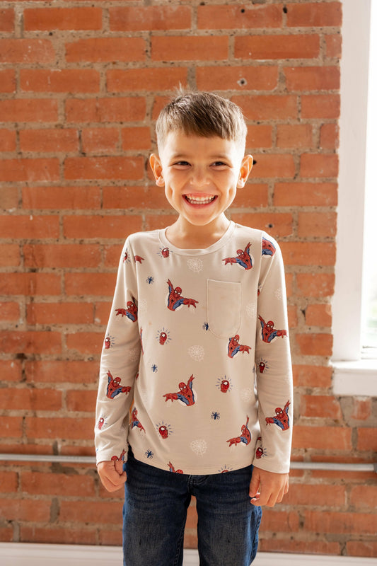 Long Sleeve Toddler Crew Neck Tee in Spider-Man | Kyte Baby