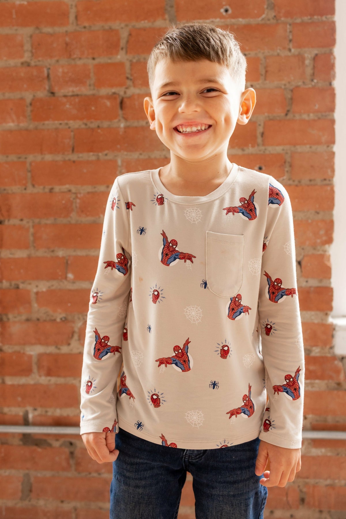 Long Sleeve Toddler Crew Neck Tee in Spider-Man | Kyte Baby