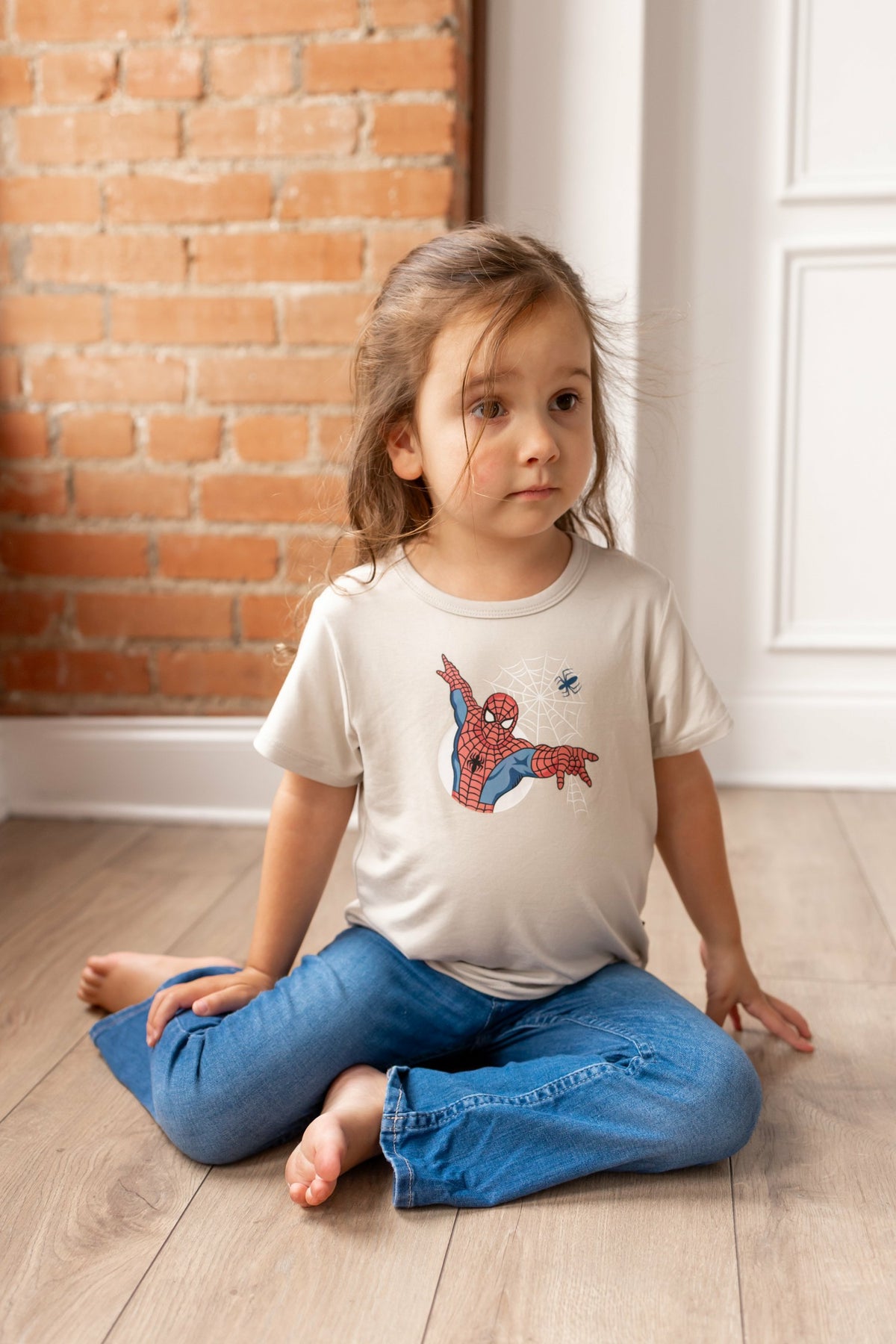 Toddler Basic Tee in Spider-Man on Oat | Kyte Baby