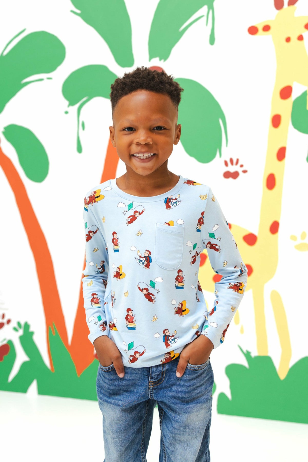 Long Sleeve Toddler Crew Neck Tee in Curious George | Kyte Baby