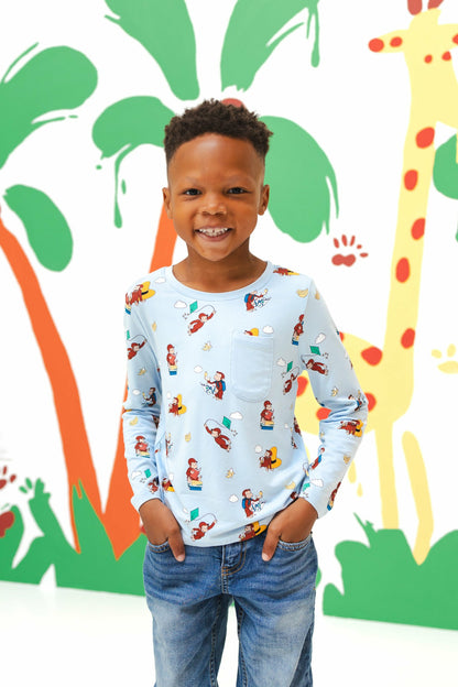Long Sleeve Toddler Crew Neck Tee in Curious George | Kyte Baby