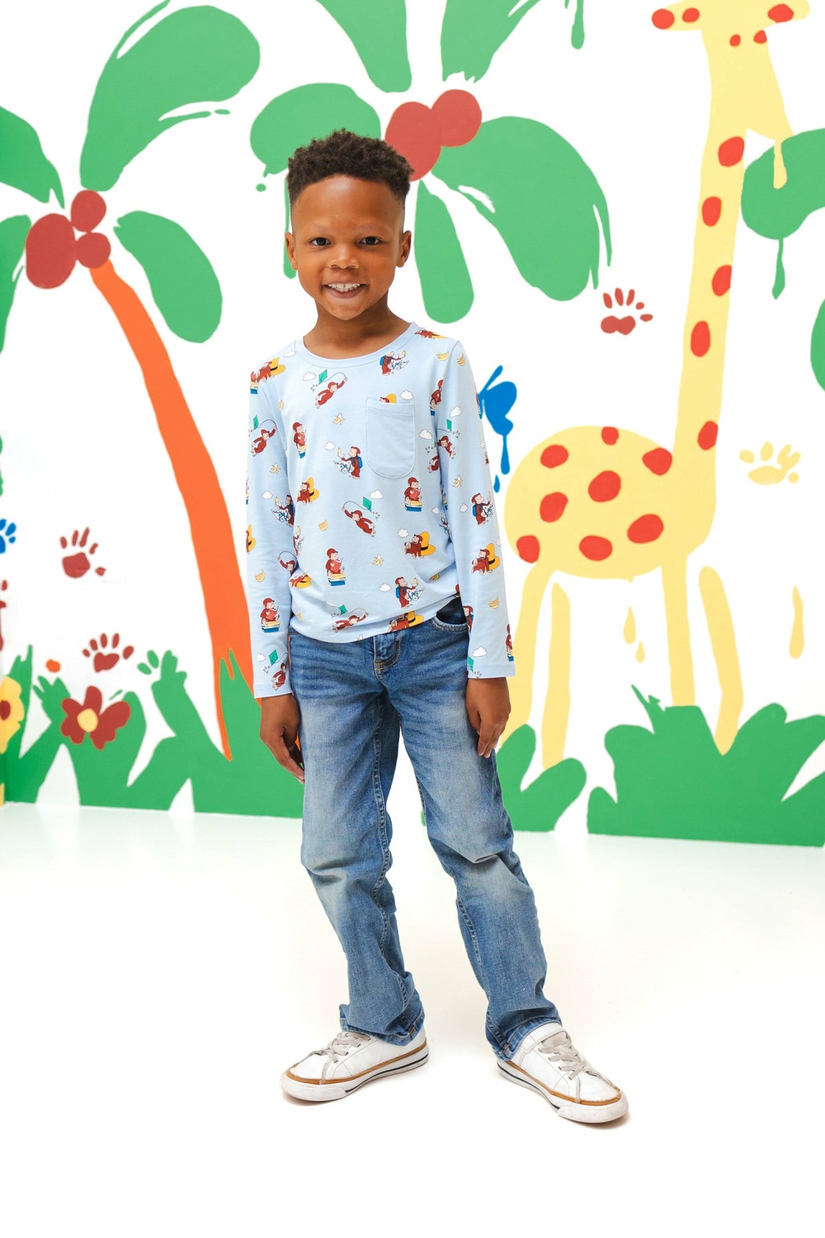 Long Sleeve Toddler Crew Neck Tee in Curious George | Kyte Baby