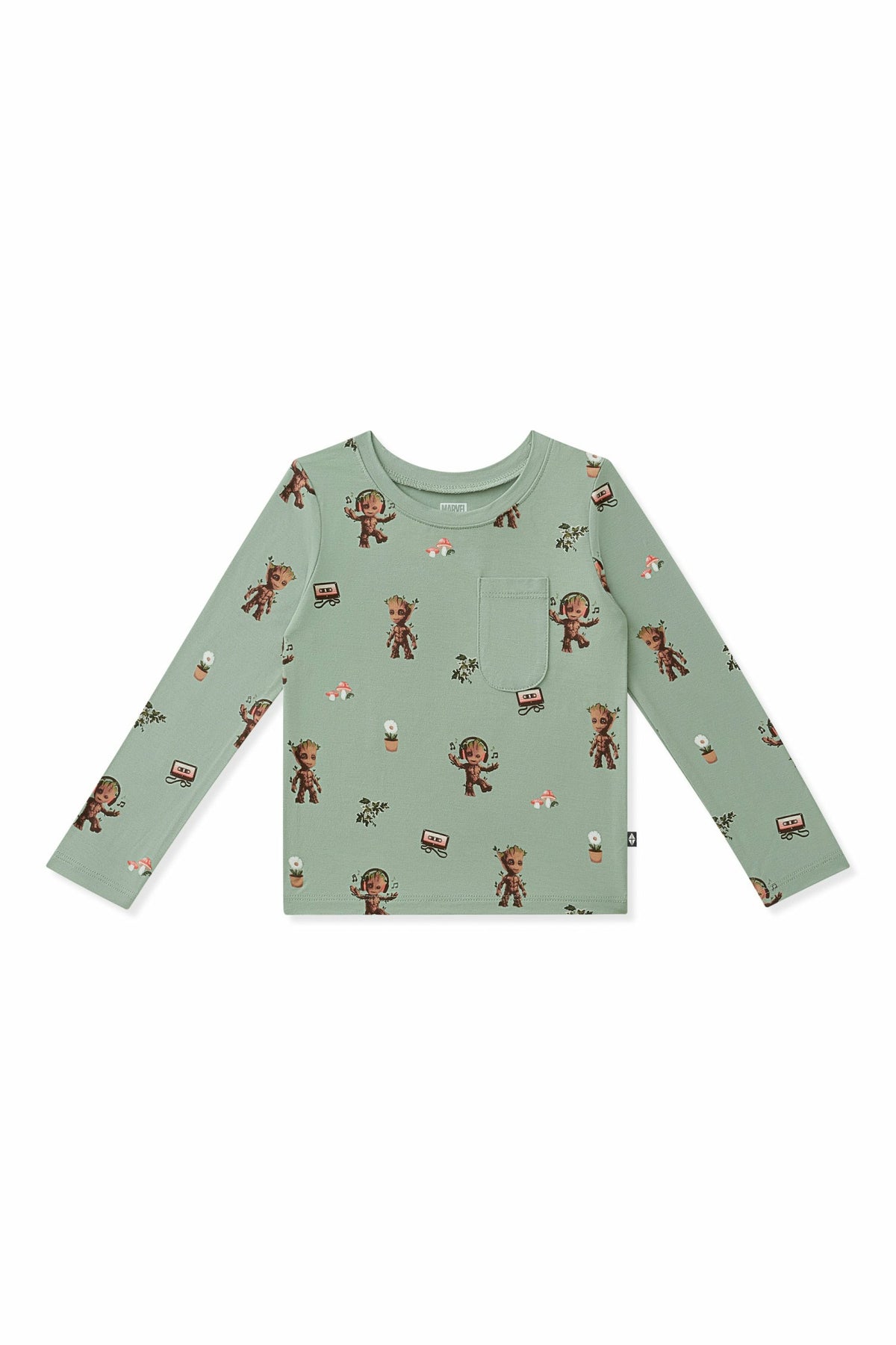 Long Sleeve Toddler Crew Neck Tee in Groot | Kyte Baby
