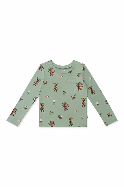Long Sleeve Toddler Crew Neck Tee in Groot | Kyte Baby